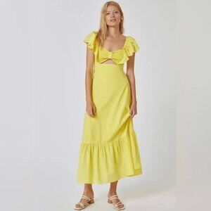 FARM X ANTHROPOLOGIE RUFFLE MIDI DRESS